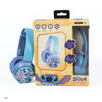 Disney Stitch Bluetooth headphones with packaging box showing wireless stereo headphones design