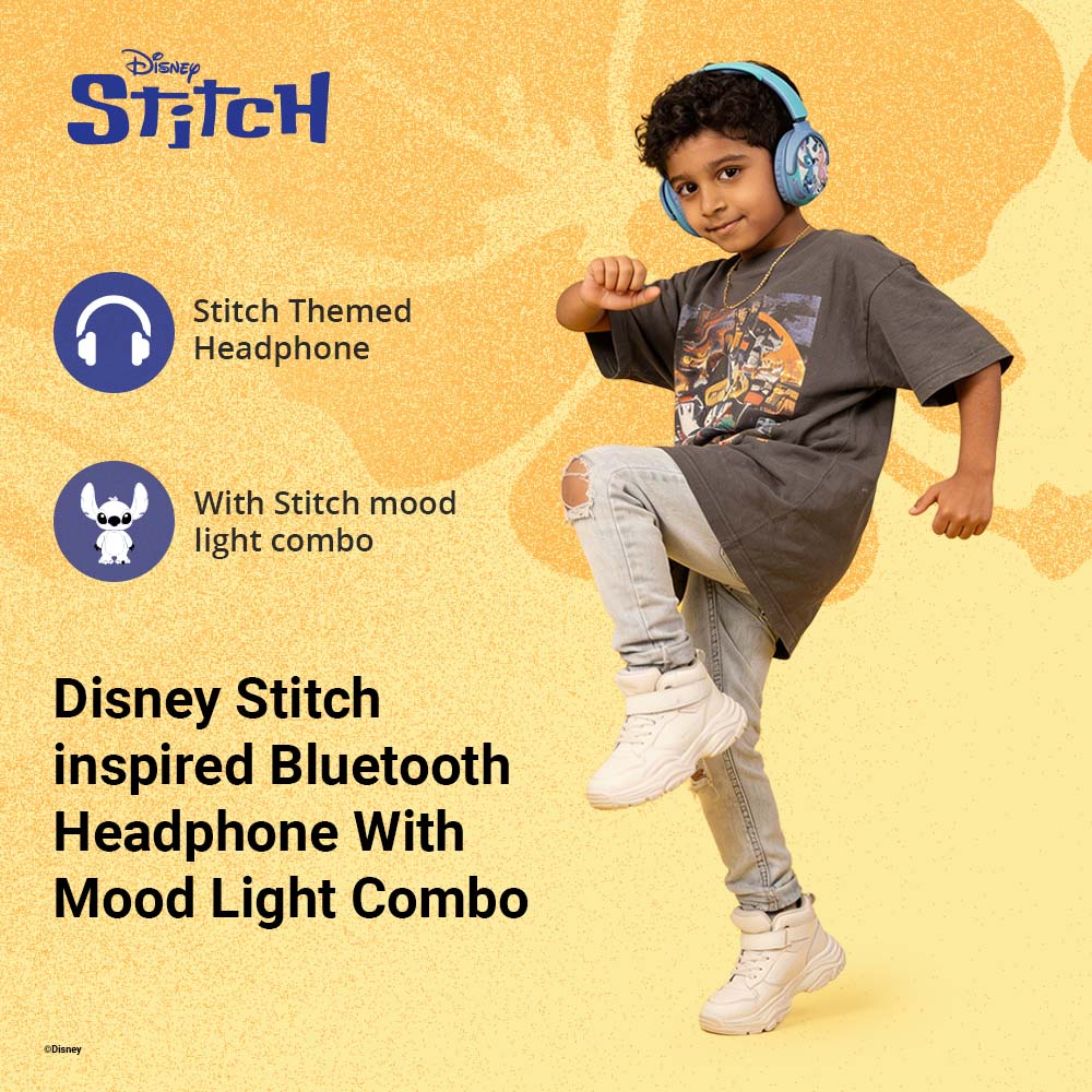 Disney Stitch Bluetooth Headphone with Mood Light Gift Set