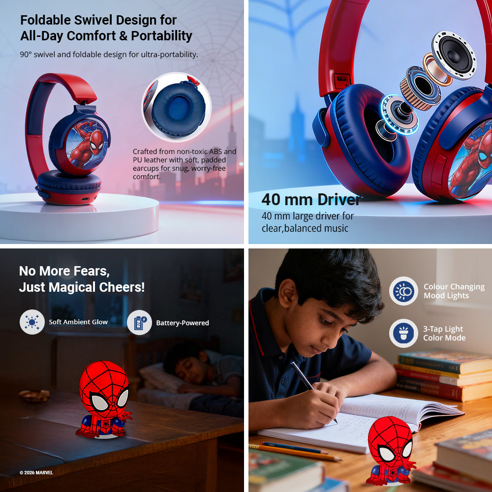 Marvel Spider-Man Bluetooth Headphone with Mood Light Gift Set