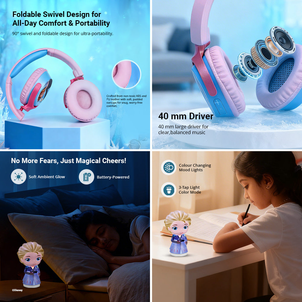 Disney Frozen Bluetooth Headphones with Mood Light Gift Set