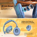 Disney Stitch headphones with 40 mm driver for clear sound and foldable swivel design for comfort