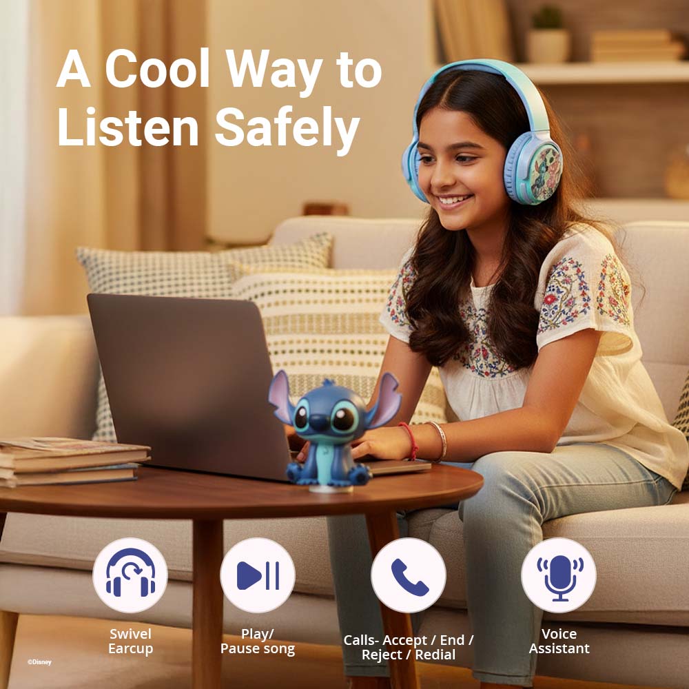 Disney Stitch Bluetooth Headphone with Mood Light Gift Set